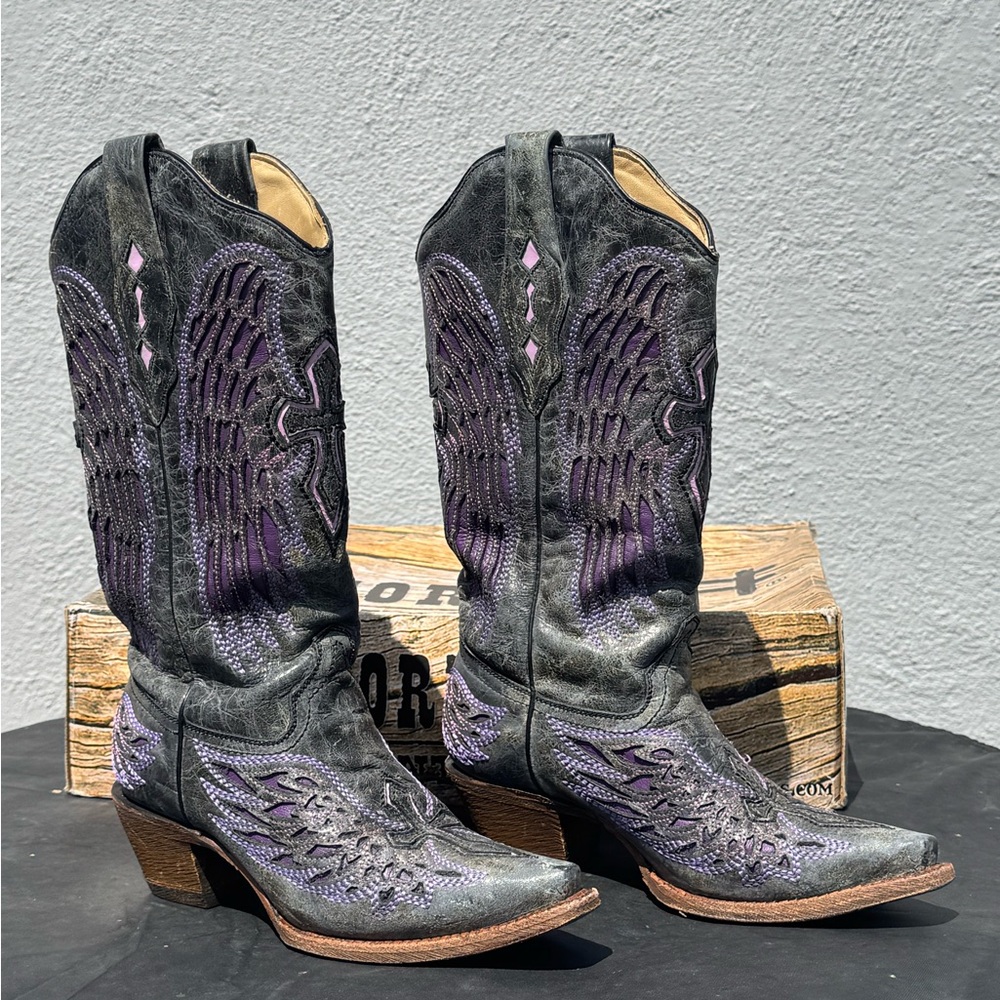 Corral Black and Purple Cowboy Boots